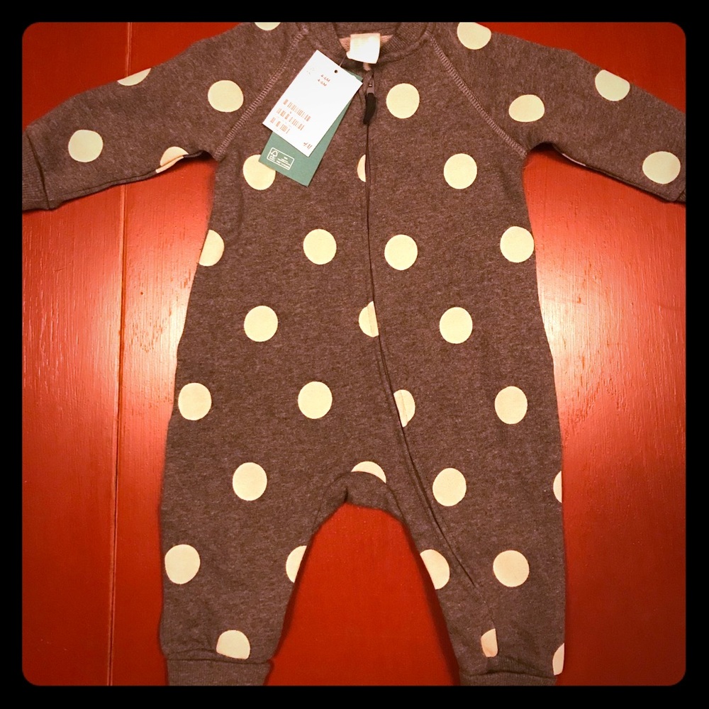 Girl’s polka dot sweatsuit bodysuit
